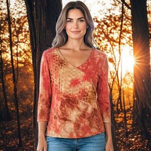 Y2K Embroidery Surplice Top M Fairy‎ Grunge Bohemian Hippie Festival Whimsigoth